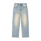 Wide-Leg Washed Denim Pants