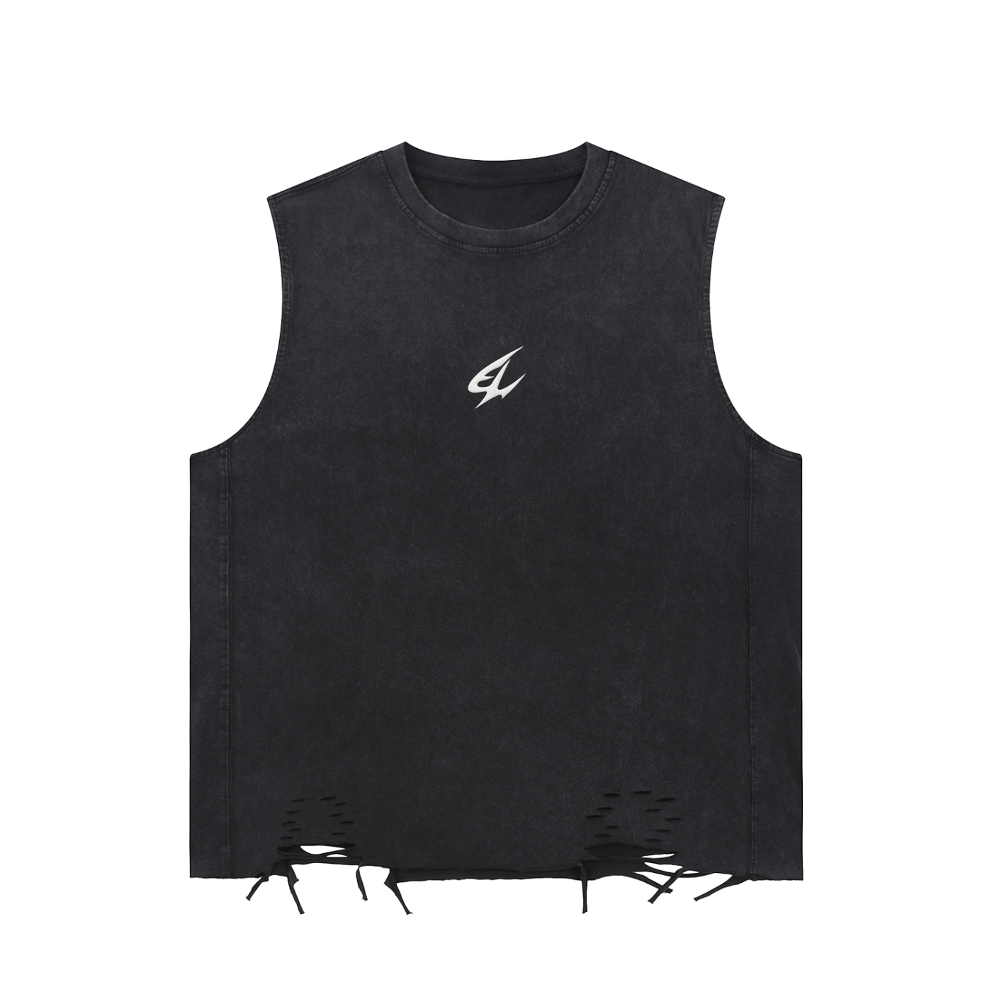 Distressed Sleeveless Cut Tee — Built From Nothing