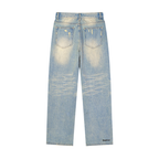 Wide-Leg Washed Denim Pants
