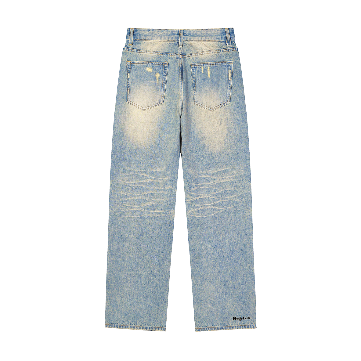 Wide-Leg Washed Denim Pants