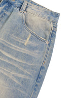 Wide-Leg Washed Denim Pants